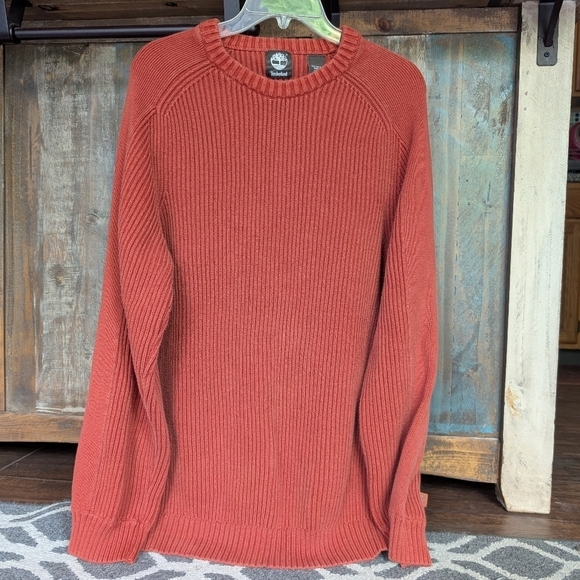 Timberland Other - Timberland Burnt Orange Cotton Ribbed Crewneck Sweater - Men's XL